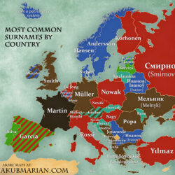 Noms de familles les plus utilisés en Europe